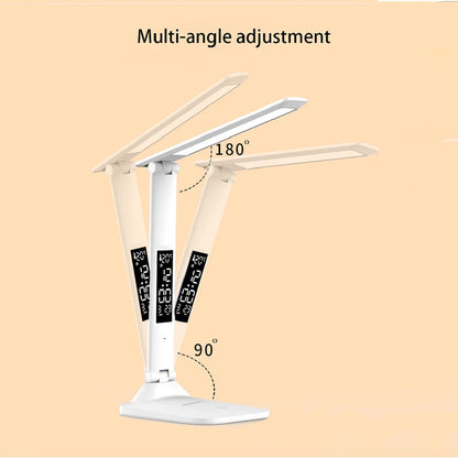 White LED desk lamp with multi-angle adjustment features 