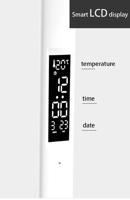 Smart LCD display with digital clock and temperature readings 
