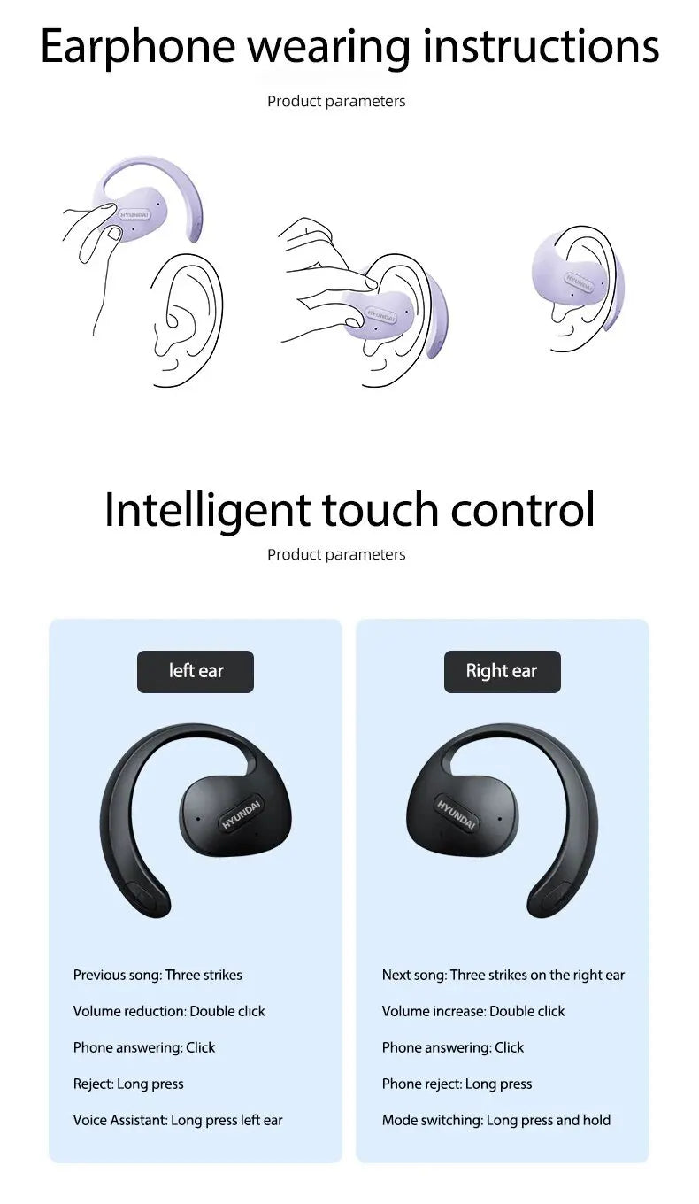 HYUNDAI PRO AI Real Time Translator Earbuds 98% Accuracy Wireless BT Translation Earphones for Travel Business Learning