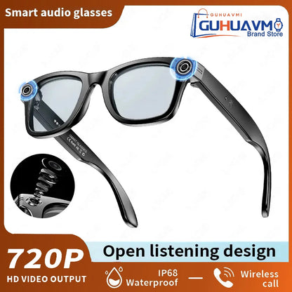 GUHUAVMI AI Smart Glasses 800W Anti Shake HD Camera Video Recording Languages Translation Sunglasses Bluetooth Call Music Play