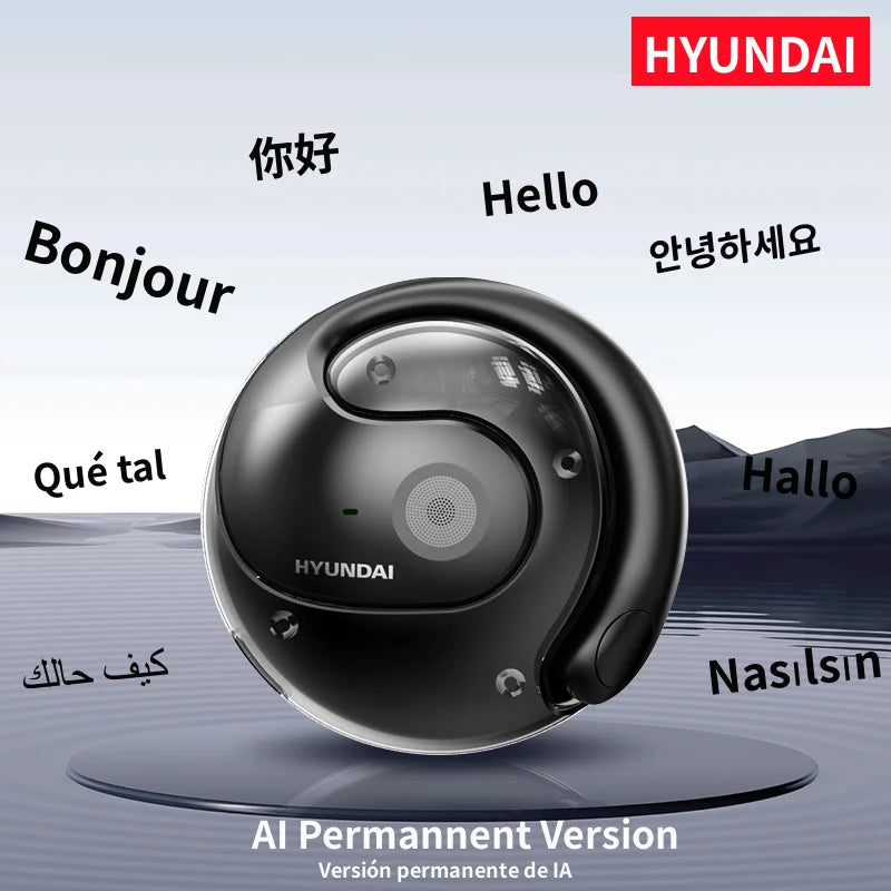 HYUNDAI PRO AI Real Time Translator Earbuds 98% Accuracy Wireless BT Translation Earphones for Travel Business Learning