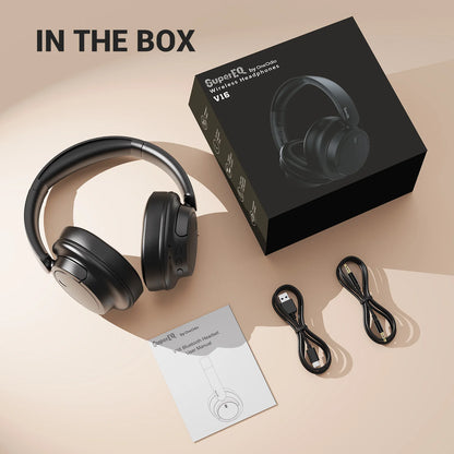 Oneodio Super EQ V16 Wireless Headphones Bluetooth 5.3 Over Ear Headset With Mic Bass/Pop Mode Hi-Res Foldable Headphones 90H