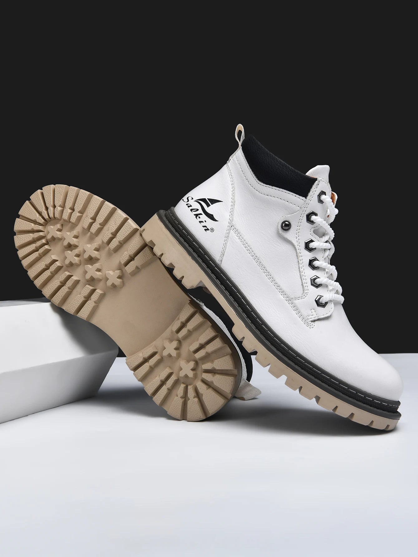 Handmade Men's Ankle Boots Genuine Leather Winter Leather Shoes Outdoor High Top Hiking Boots Sneakers