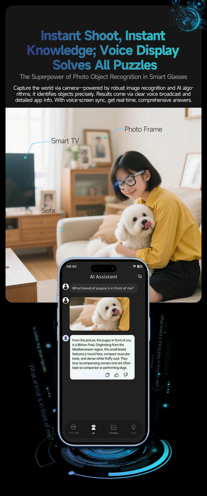 GUHUAVMI AI Smart Glasses 800W Anti Shake HD Camera Video Recording Languages Translation Sunglasses Bluetooth Call Music Play