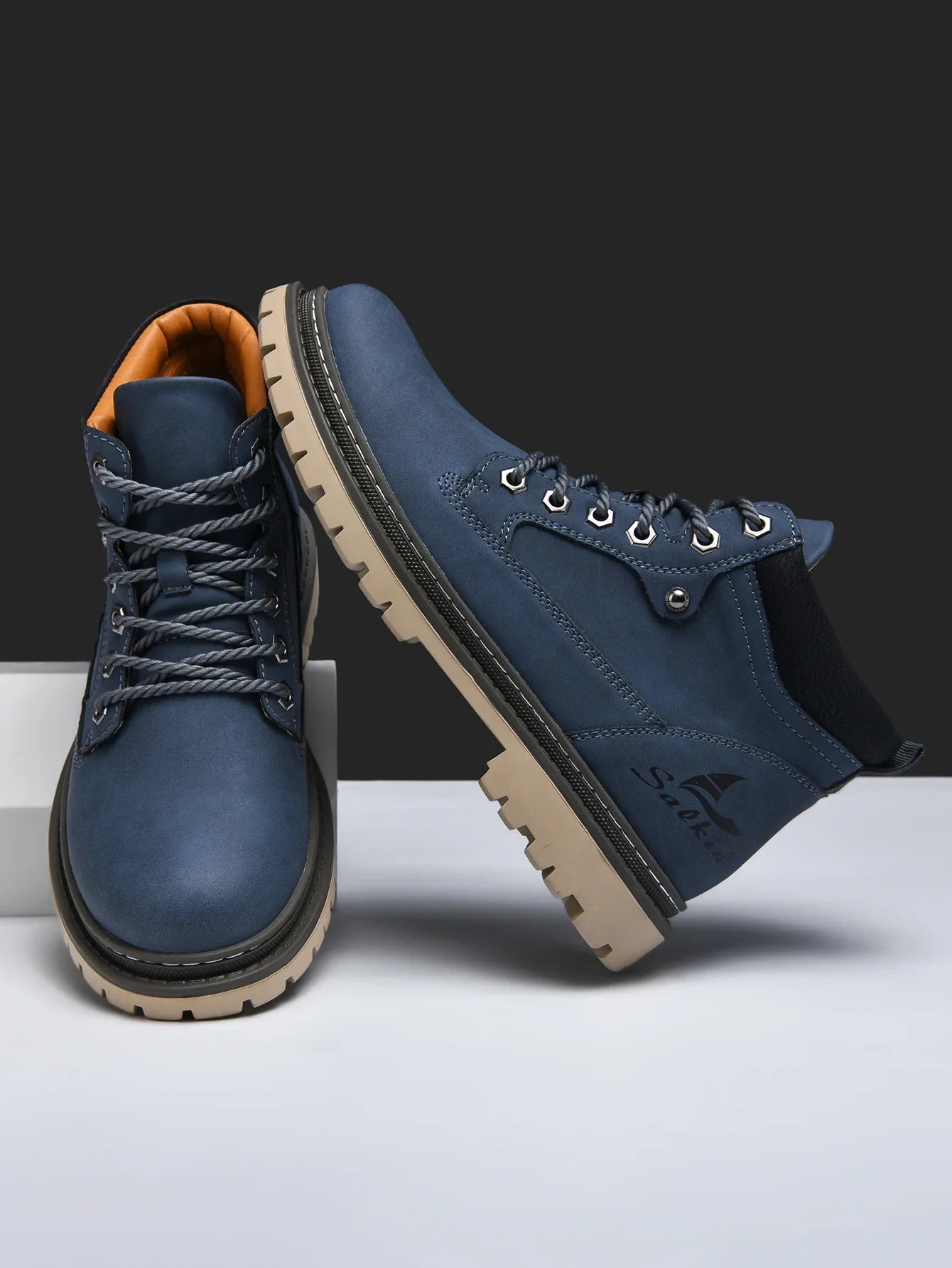 Handmade Men's Ankle Boots Genuine Leather Winter Leather Shoes Outdoor High Top Hiking Boots Sneakers