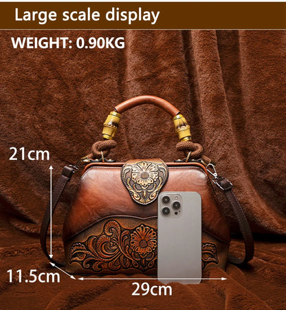 2026 Retro Embossed Women's Crossbody Handbag Large Capacity Versatile Single-Shoulder Bag