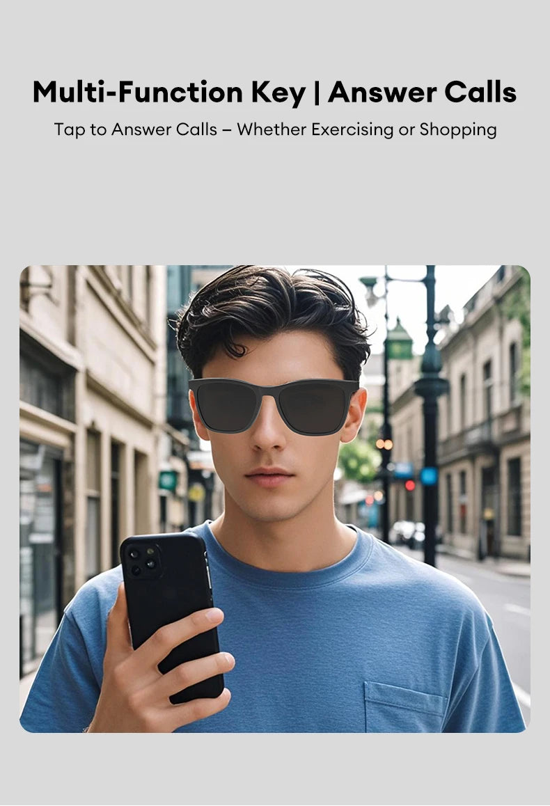 MGALL MG-C08 Smart Glasses AI Voice Assistant Bluetooth Sport Headphones Sunglasses Call Music Headphones Conference Record