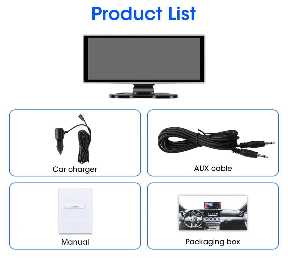 11.26 inch Dash Cam 4K Car DVR Wireless CarPlay & Android Auto GPS Navigation Video Recorder Dashboard Dual Lens WIFI FM AUX