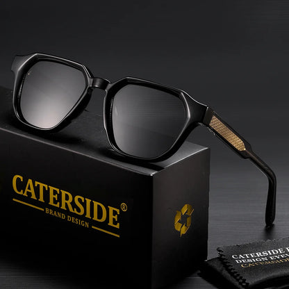 CATERSIDE Men Women Fashion square Frame Sunglasses Daily Wear UV400 Protection Eyewear PC Frame Propionate Pin Legs