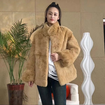 Fancy Rani Natural Fur Coat Women Winter Jacket Real Leather And Fur Bolero