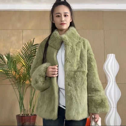 Fancy Rani Natural Fur Coat Women Winter Jacket Real Leather And Fur Bolero