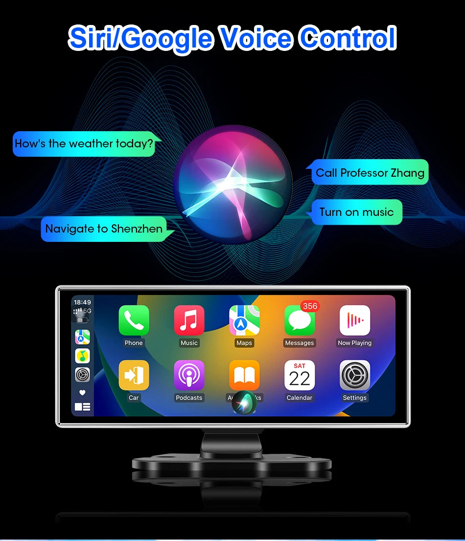 Dash Cam 4K Car DVR Wireless CarPlay & Android Auto GPS Navigation Video Recorder 
