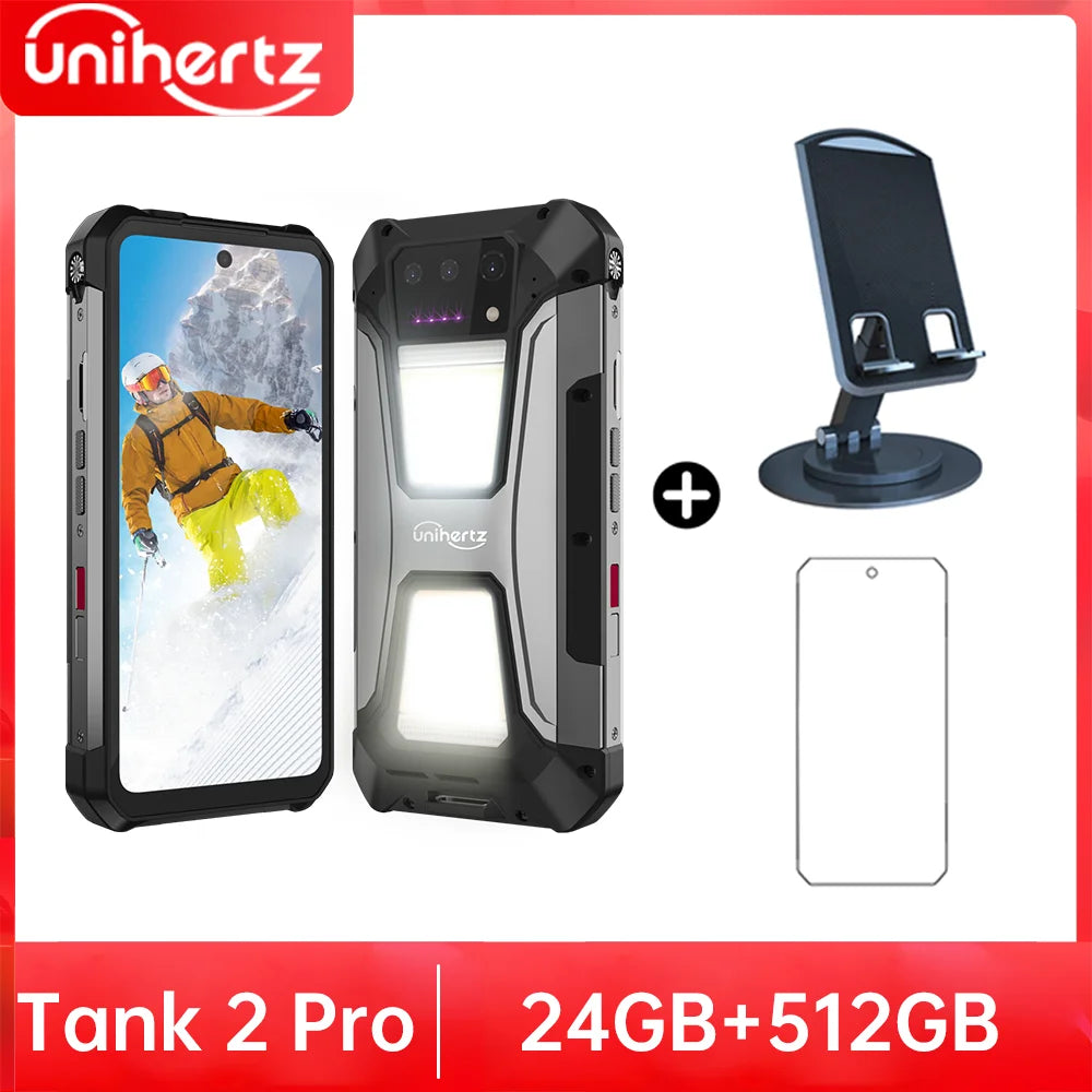 Unihertz Tank 2 PRO Rugged Phones with Projector 2.4K 23800 mAh 24GB+512GB Android 14 100MP NFC 120W G99 Octa Core Dual SIM