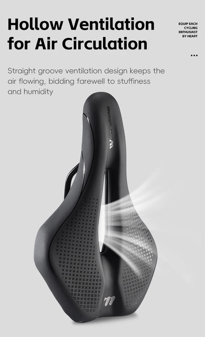 WEST BIKING Bicycle Saddle Comfortable Bike Seat Wear-resistant PU Leather Hollow Road Bicycle Parts Cycling Saddle Bike Cushion