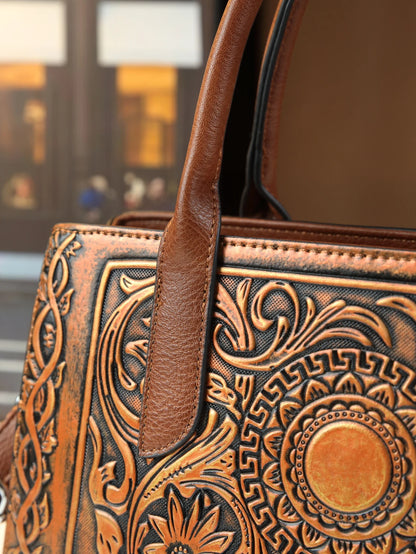 New Retro Fashion Handbag Women's Shoulder Crossbody Bag with Embossed Worn Finish