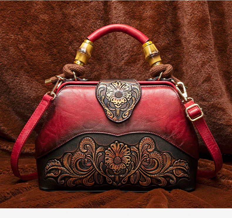 2026 Retro Embossed Women's Crossbody Handbag Large Capacity Versatile Single-Shoulder Bag