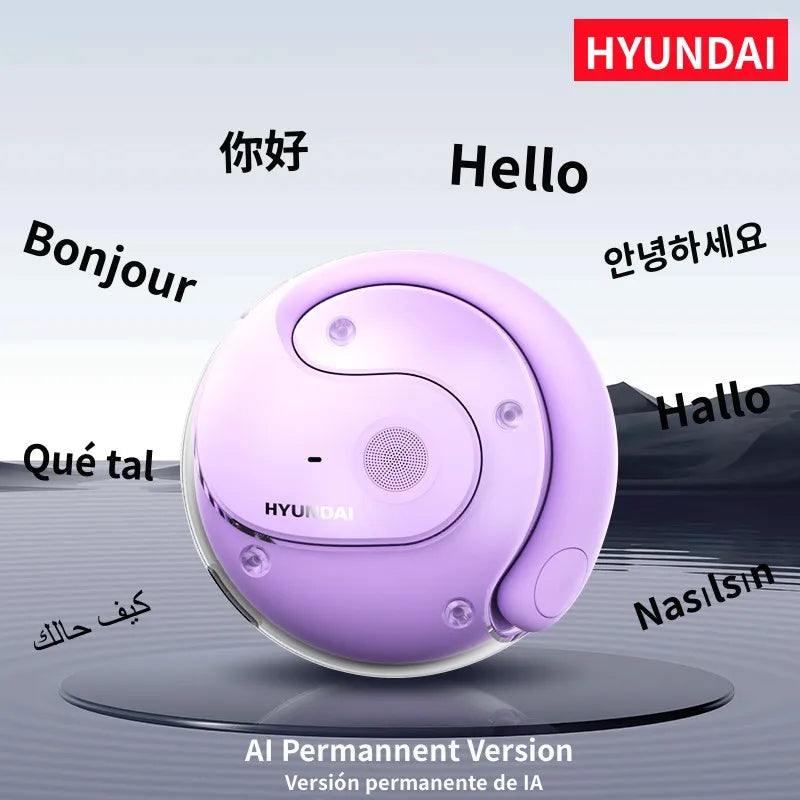HYUNDAI PRO AI Real Time Translator Earbuds 98% Accuracy Wireless BT Translation Earphones for Travel Business Learning