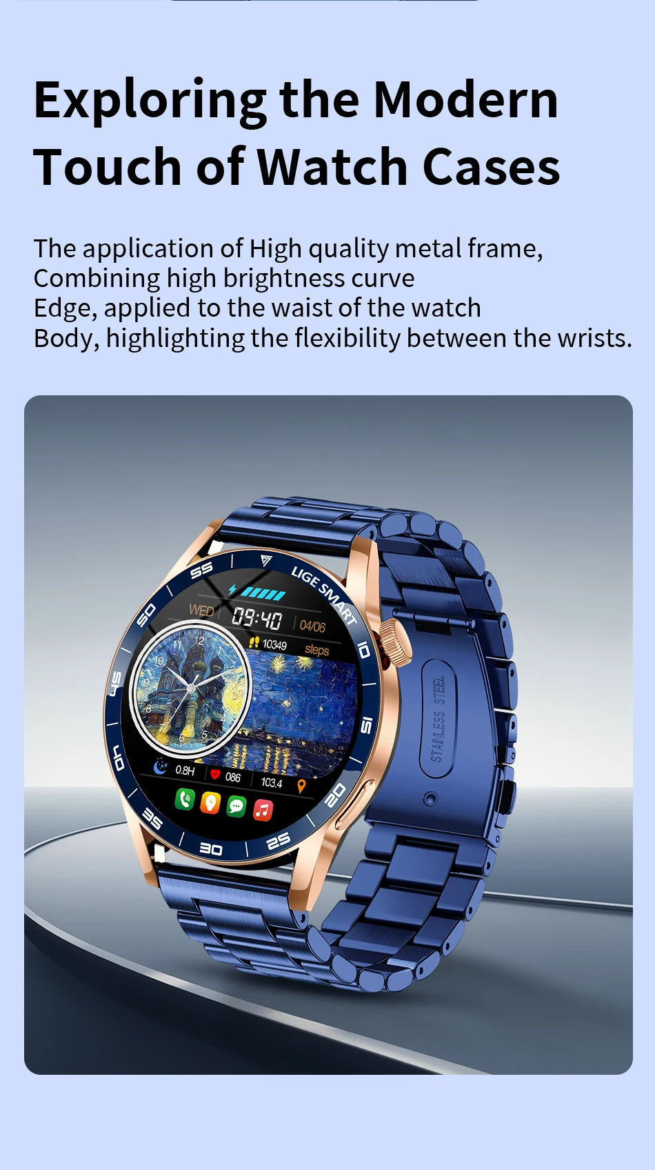 LIGE Smartwatch Men For Android iOS Phone 1.38" HD Bluetooth Call Heart Rate Monitor Waterproof Sport Smart Watch