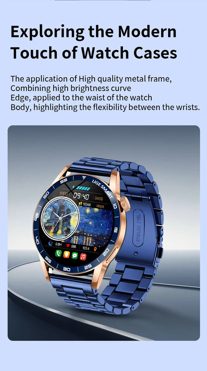 LIGE Smartwatch Men For Android iOS Phone 1.38" HD Bluetooth Call Heart Rate Monitor Waterproof Sport Smart Watch