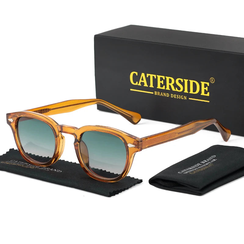 CATERSIDE Retro Round Men Sunglasses Punk Propionic Acid Pin Temple Luxury Sun Glasses Eyewear UV400