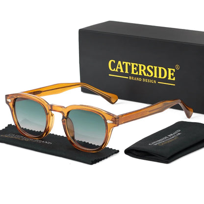 CATERSIDE Retro Round Men Sunglasses Punk Propionic Acid Pin Temple Luxury Sun Glasses Eyewear UV400