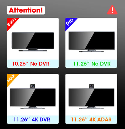 11.26″ 4K ADAS Dash Cam Display Wireless Android Auto CarPlay Screen DVR Dual Recording Night Vision Car Intelligent Systems FM