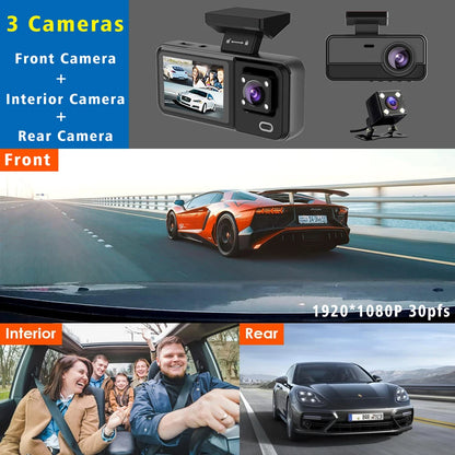 WIFI Car DVR HD 1080P Cabin Vehicle Dash Cam Three Way Camera DVRs Recorder Video