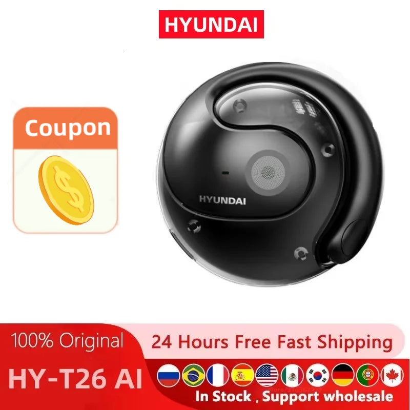 HYUNDAI PRO AI Real Time Translator Earbuds 98% Accuracy Wireless BT Translation Earphones for Travel Business Learning