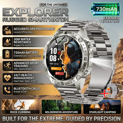 GUHUAVMI GPS Outdoor Smart Watch 1.43 AMOLED Fitness Tracker with Offline Maps Local Music Compass Altimeter Barometer Heart Rate 3ATM BT