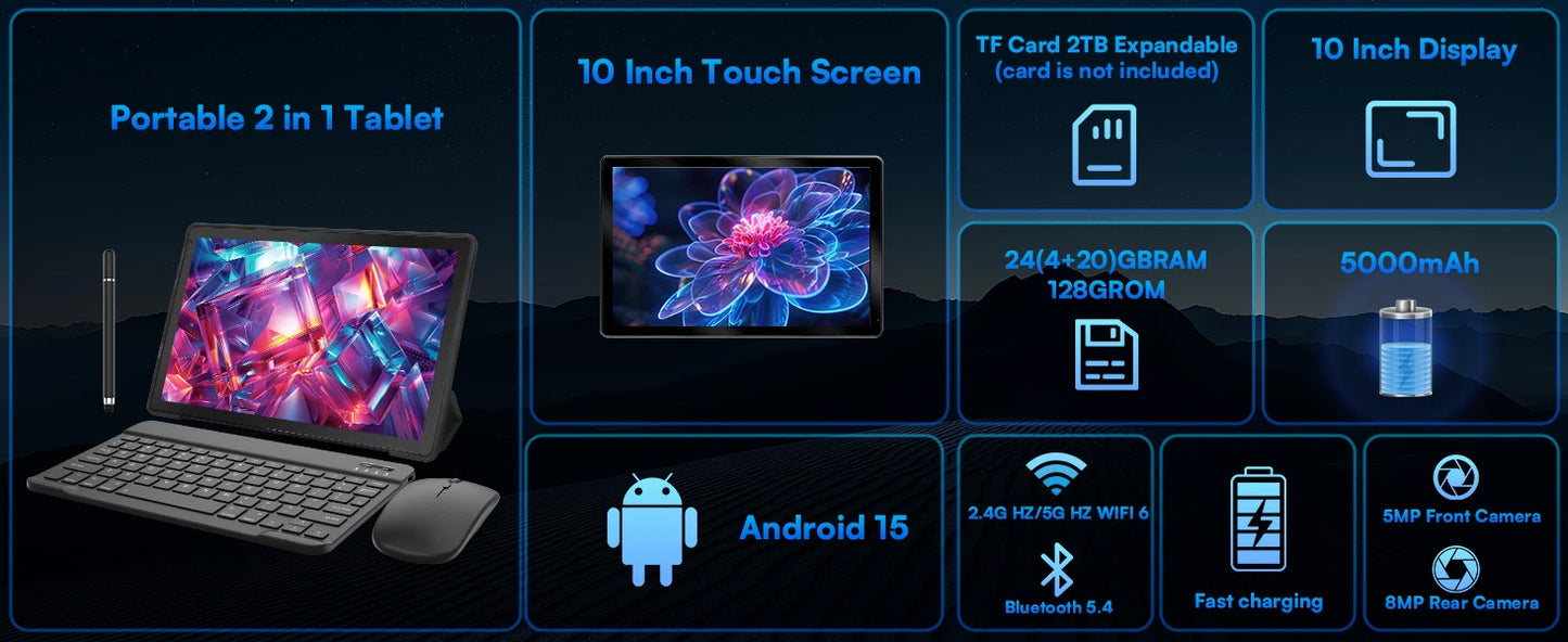 10 Inch Tablet Android 15 