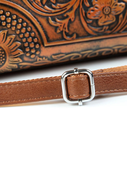 New Retro Fashion Handbag Women's Shoulder Crossbody Bag with Embossed Worn Finish