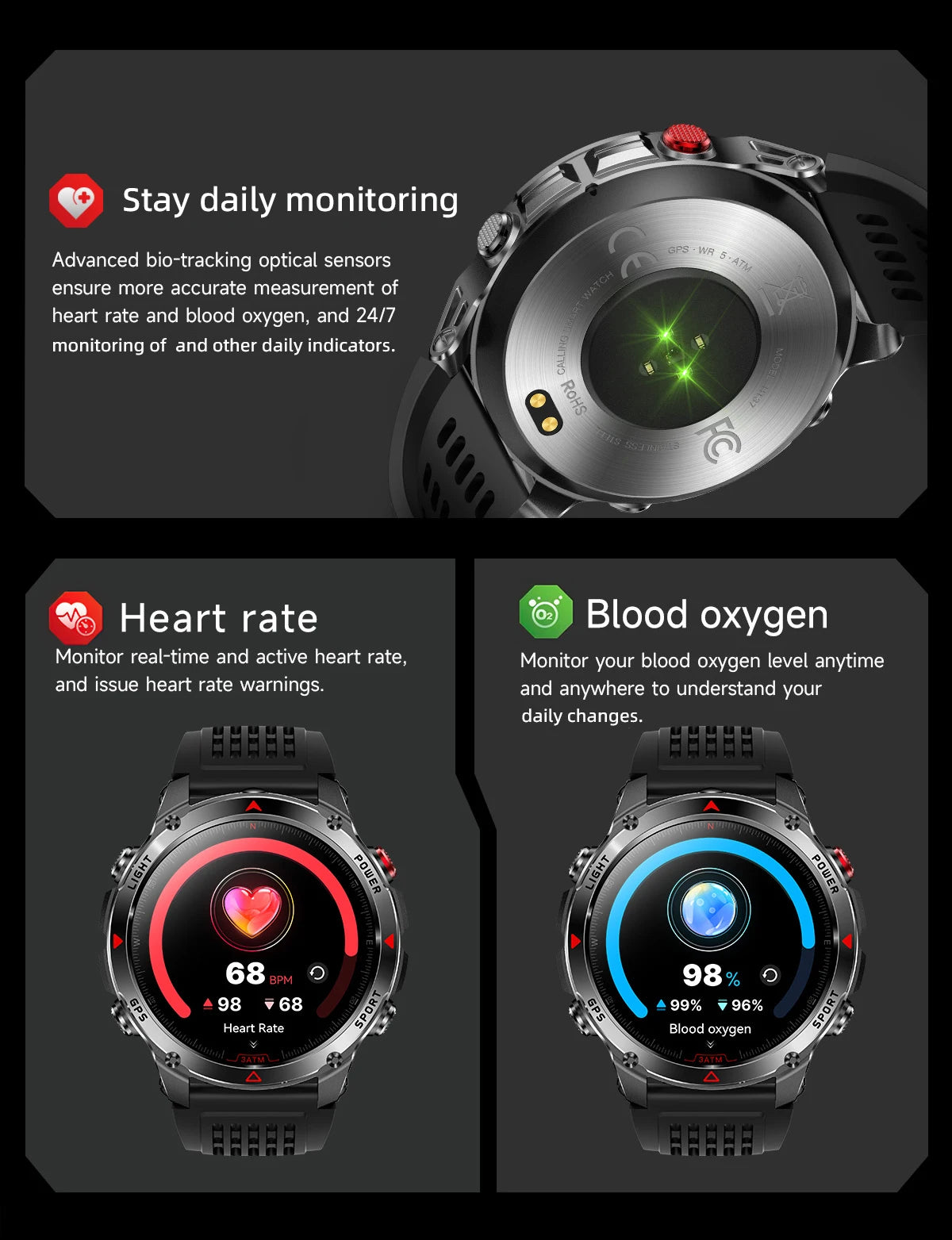 LIGE New Professional GPS Track Sports Smartwatch Outdoor RIDE Run Compass Altimeter 3ATM Fitness Bracelets 540mAh Watches