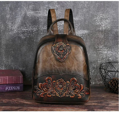 High-Value PU Embossed Fashion Women Backpack Bag Retro