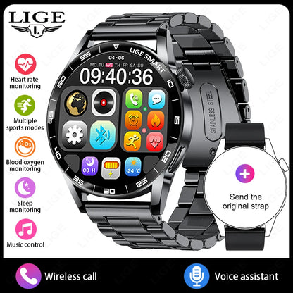 Title
LIGE Smartwatch Men For Android iOS Phone 1.38" HD Bluetooth Call Heart Rate Monitor Waterproof Sport Smart Watch
