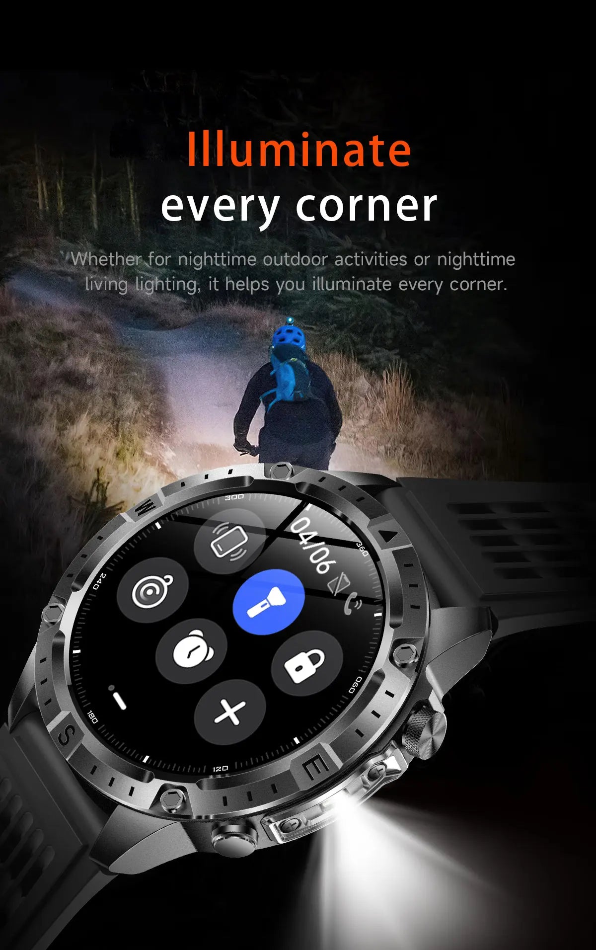 GUHUAVMI GPS Outdoor Smart Watch 1.43 AMOLED Fitness Tracker with Offline Maps Local Music Compass Altimeter Barometer Heart Rate 3ATM BT