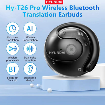 HYUNDAI PRO AI Real Time Translator Earbuds 98% Accuracy Wireless BT Translation Earphones for Travel Business Learning