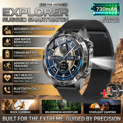 GUHUAVMI GPS Outdoor Smart Watch 1.43 AMOLED Fitness Tracker with Offline Maps Local Music Compass Altimeter Barometer Heart Rate 3ATM BT