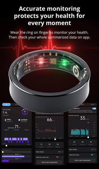 COLMI R09 Smart Ring Men Women with Charging Case, Body Temperature Health and Sleep Monitor For Xiaomi Samsung Phone