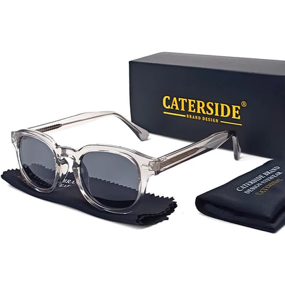 CATERSIDE Retro Round Men Sunglasses Punk Propionic Acid Pin Temple Luxury Sun Glasses Eyewear UV400