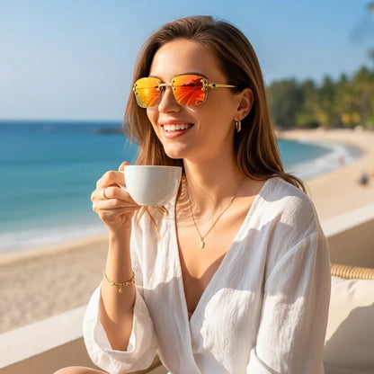 CATERSIDE Punk Rectangle Sunglasses Men Women Luxury Designer Rimless Gradient Lens Metal Sports UV400