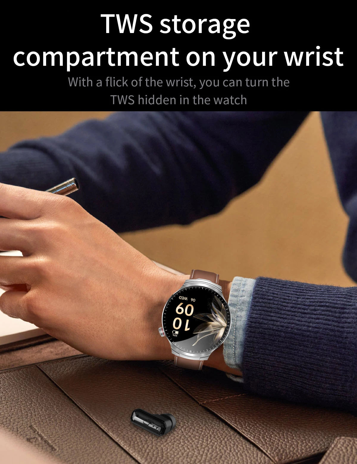 LIGE New TWS 2-In-1 Headset Smart Watch 1.85" Bluetooth Call Men Earphone Smartwatch Heart Rate Health Monitor Music