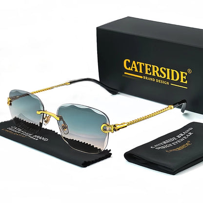 CATERSIDE Retro Fashion Sunglasses Women Men Brand Designer Rimless Gradient Sun Glasses Shades