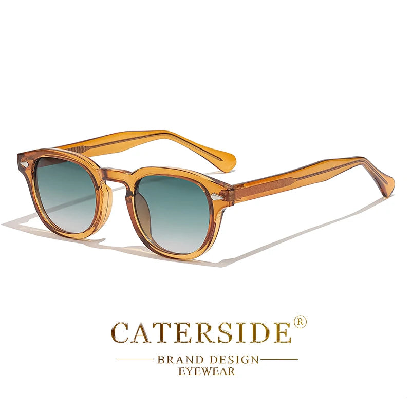 CATERSIDE Retro Round Men Sunglasses Punk Propionic Acid Pin Temple Luxury Sun Glasses Eyewear UV400