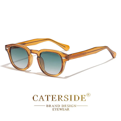 CATERSIDE Retro Round Men Sunglasses Punk Propionic Acid Pin Temple Luxury Sun Glasses Eyewear UV400