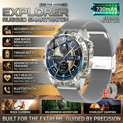 GUHUAVMI GPS Outdoor Smart Watch 1.43 AMOLED Fitness Tracker with Offline Maps Local Music Compass Altimeter Barometer Heart Rate 3ATM BT