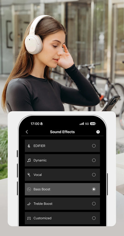 Edifier ANC Wireless Headphone Bluetooth 6.1 Over-ear Headset -49dB Noise Cancelling Earphone Hi-Res Audio