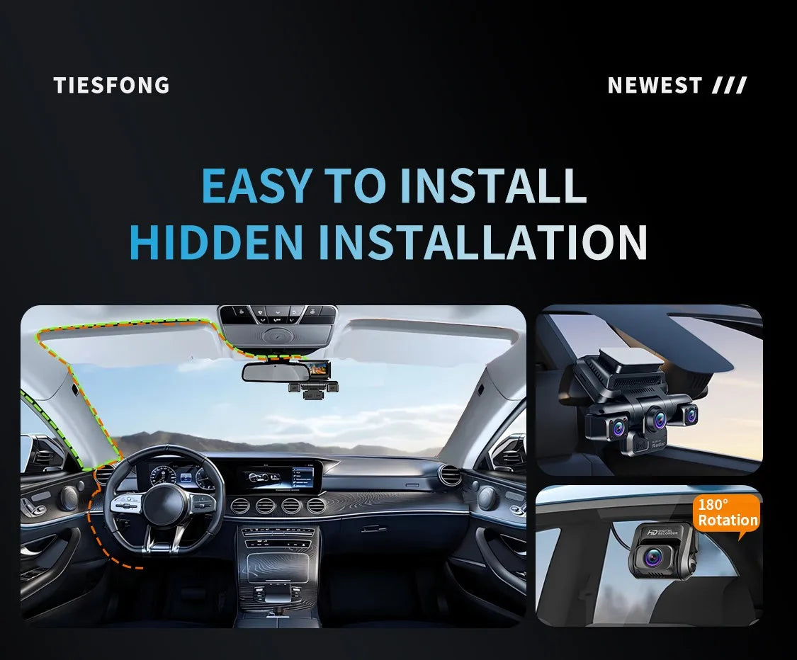 TiESFONG 4CH GPS Dash Cam i7pro Front 4K/2K+3*1080P for Car 360 DVR Camera 24H Parking Mode WIFI Video Recorder IR Night Vision