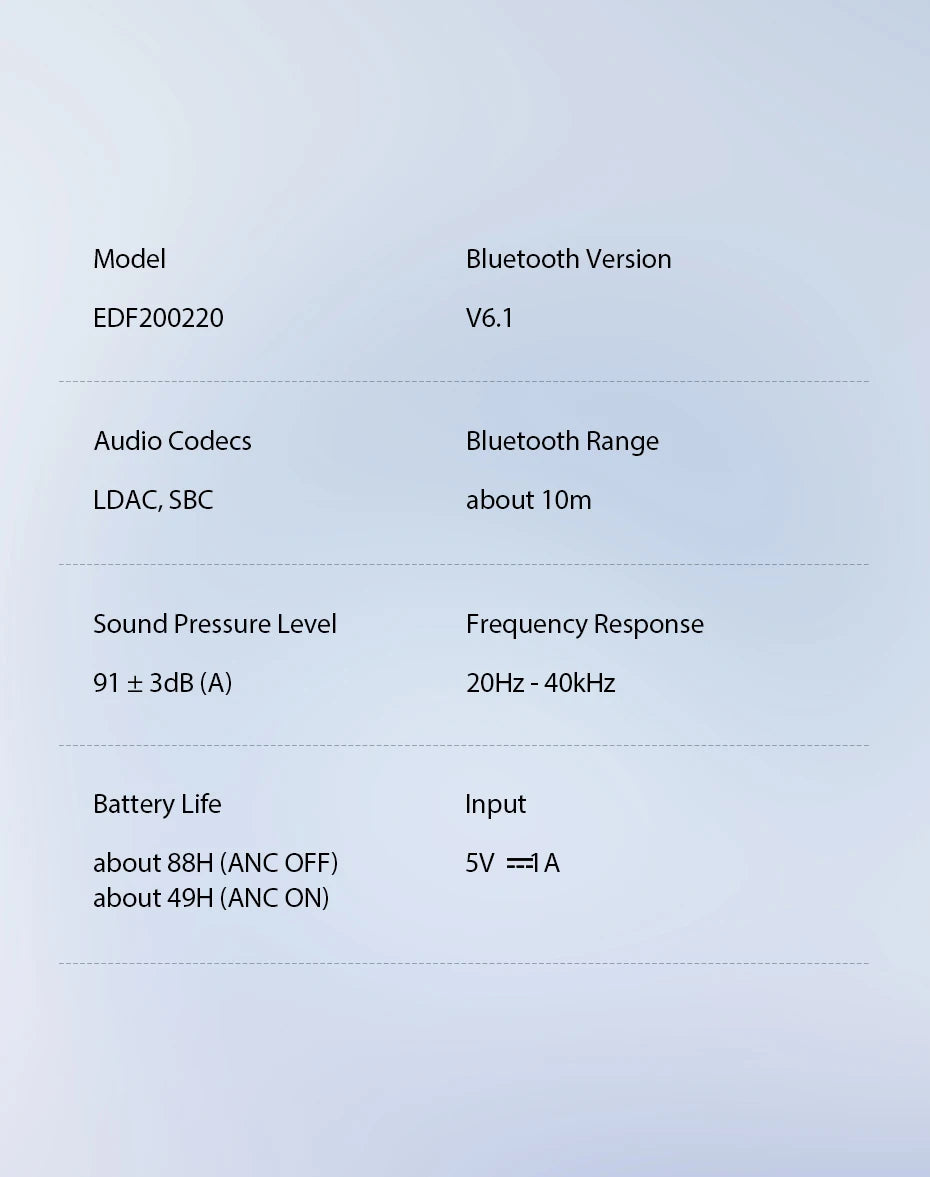 Edifier ANC Wireless Headphone Bluetooth 6.1 Over-ear Headset -49dB Noise Cancelling Earphone Hi-Res Audio