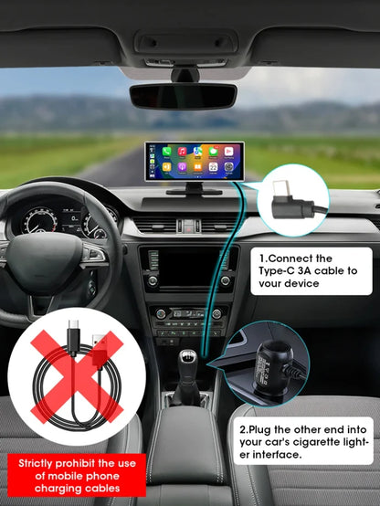 Dash Cam 4K Car DVR Wireless Carplay & Android Auto GPS Navigation Video Recorder 