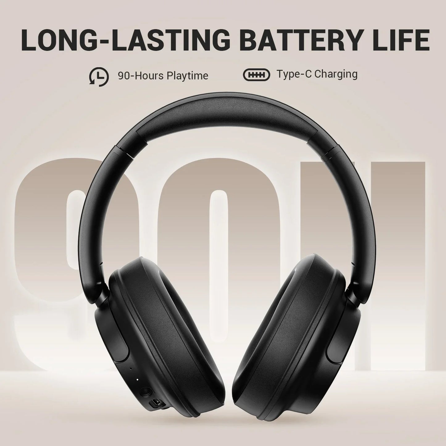 Oneodio Super EQ V16 Wireless Headphones Bluetooth 5.3 Over Ear Headset With Mic Bass/Pop Mode Hi-Res Foldable Headphones 90H